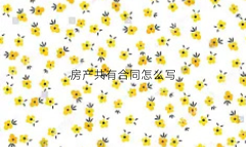 房产共有合同怎么写(房屋共有合同范本)