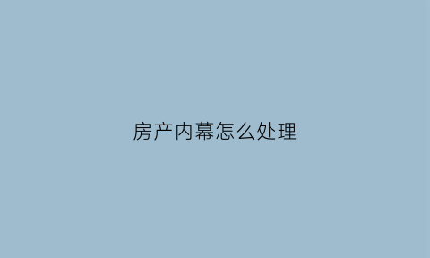 房产内幕怎么处理(房地产内部房)