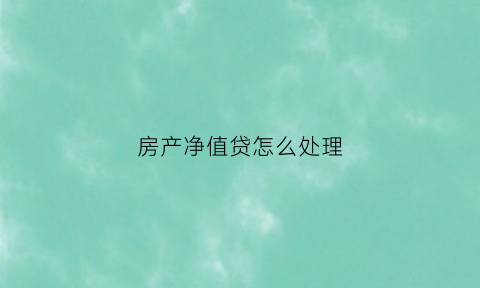 房产净值贷怎么处理(房产净值贷款)