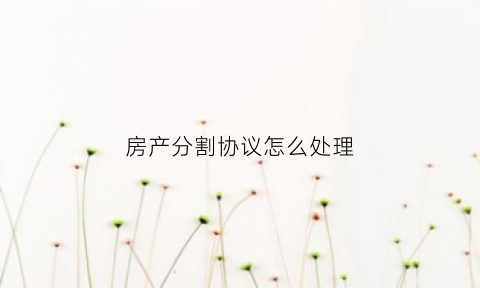 房产分割协议怎么处理(房产分割协议有法律效力吗)