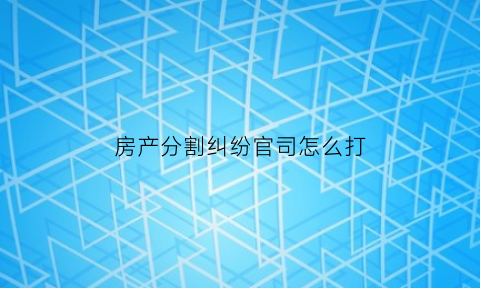 房产分割纠纷官司怎么打(房产分割诉讼主要会产生什么费用)