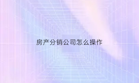 房产分销公司怎么操作(房产分销公司怎么赚钱)