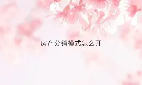 房产分销模式怎么开(房产分销渠道怎么做)