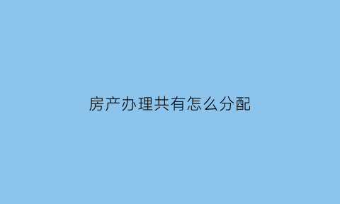 房产办理共有怎么分配(房产证共有人产权划分)