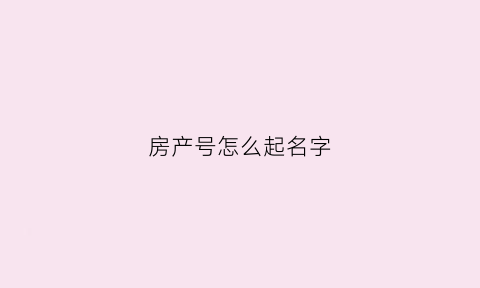 房产号怎么起名字(房产号怎么起名字大全)