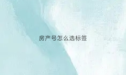 房产号怎么选标签(房产编号怎么看)