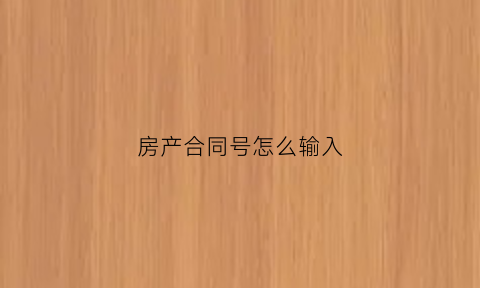 房产合同号怎么输入