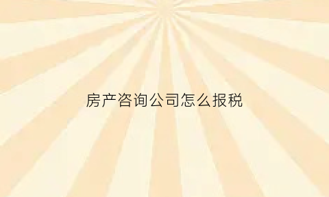 房产咨询公司怎么报税(房产咨询公司经营范围有哪些)
