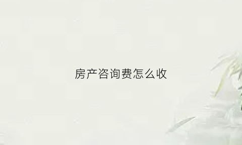 房产咨询费怎么收(房地产咨询费什么科目)
