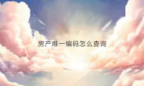 房产唯一编码怎么查询(房屋唯一码是房产证编号吗)