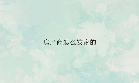 房产商怎么发家的(房产公司怎么盈利)