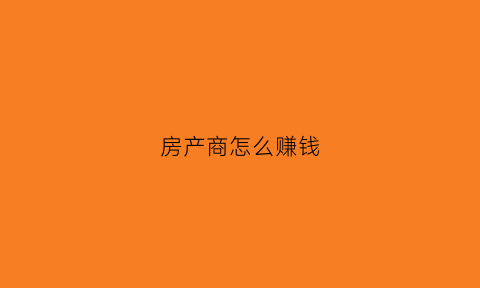 房产商怎么赚钱(怎么在房地产行业里赚到钱)