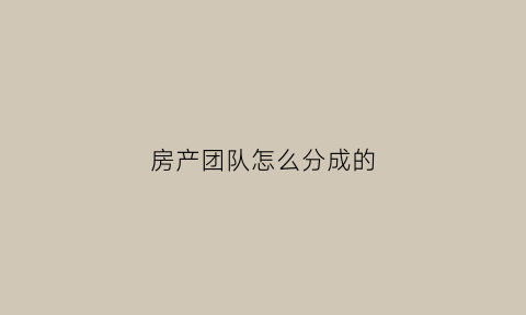 房产团队怎么分成的(房产团队取名)