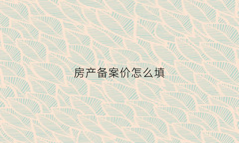 房产备案价怎么填(房产备案价怎么定的)