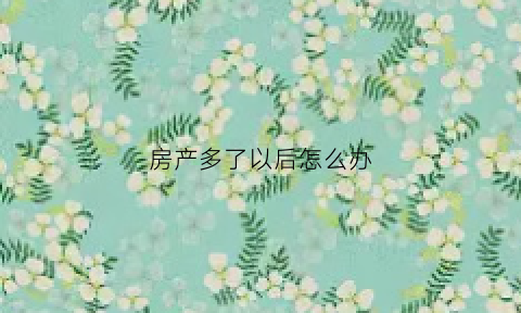 房产多了以后怎么办(房子多了会怎么样)