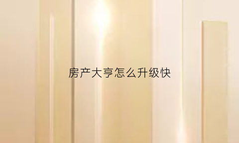 房产大亨怎么升级快(房产大亨怎么卖家具)