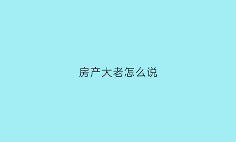 房产大老怎么说(房产大老任)