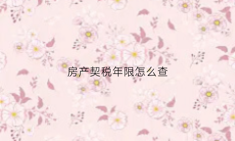 房产契税年限怎么查(怎么查房产证的契税日期)