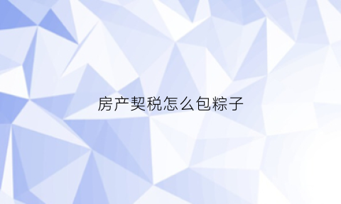 房产契税怎么包粽子(房子契税如何收)