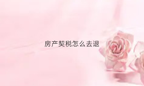 房产契税怎么去退(房产契税怎么退税一次退完么)