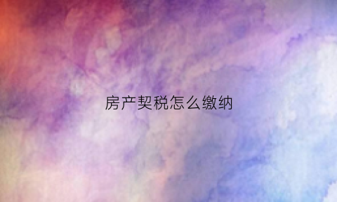 房产契税怎么缴纳(房产契税怎么缴纳app)