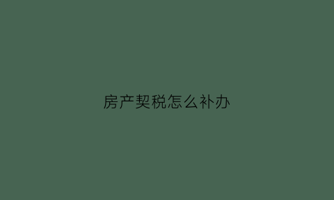 房产契税怎么补办(房产契税丢了该怎么办)