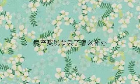 房产契税票丢了怎么补办(房产契税票子丢了怎么办)