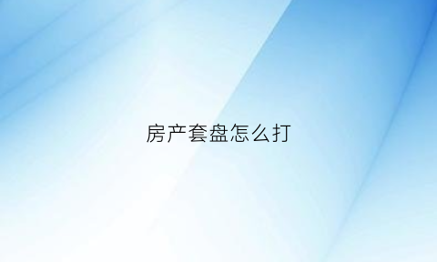 房产套盘怎么打(房地产盘子)
