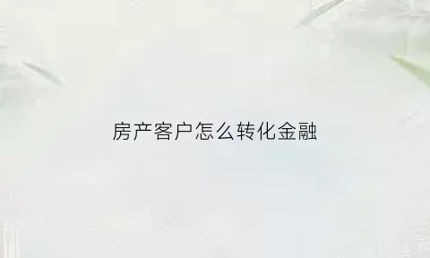 房产客户怎么转化金融(房地产去金融化的办法)