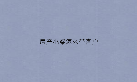 房产小梁怎么带客户(房产小梁怎么带客户进去)