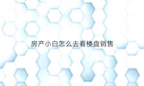 房产小白怎么去看楼盘销售(买房小白怎么看房)