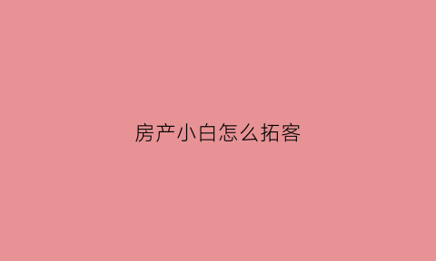 房产小白怎么拓客(房产拓客视频)
