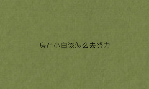 房产小白该怎么去努力(房产小白到买房高手)