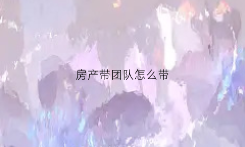 房产带团队怎么带(房地产怎么带好一个团队)