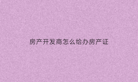 房产开发商怎么给办房产证(开发商怎样才可以办房产证)