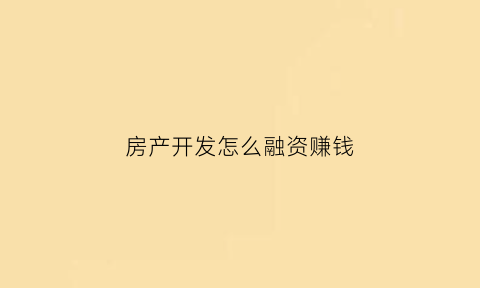 房产开发怎么融资赚钱(房地产公司开发项目的融资方式)