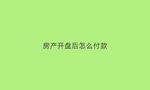 房产开盘后怎么付款(房产开盘后怎么付款给房东)
