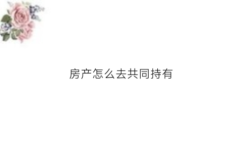 房产怎么去共同持有(共同拥有的房子怎么卖)