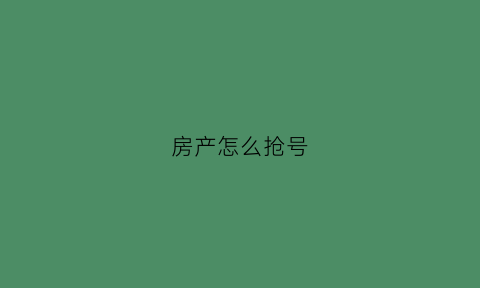 房产怎么抢号(买房抢号技巧)
