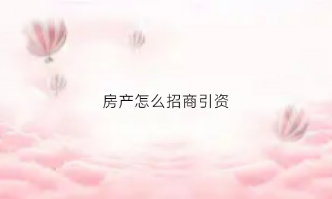 房产怎么招商引资(房产怎么招商引资的)