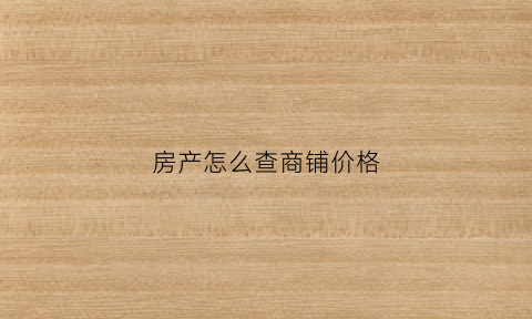 房产怎么查商铺价格(房产怎么查商铺价格表)