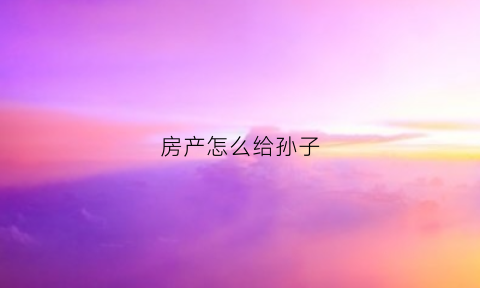 房产怎么给孙子(房产给孙子怎么样过户)