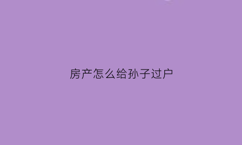 房产怎么给孙子过户(房子怎么给孙子)