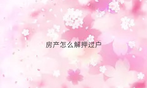 房产怎么解押过户(房产怎么解押过户给子女)