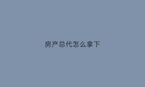 房产总代怎么拿下(房产总代和分销有什么区别)