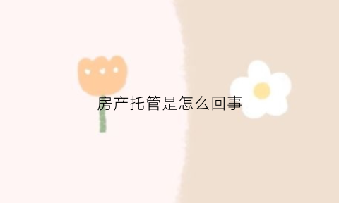 房产托管是怎么回事(房产托管是干什么的)
