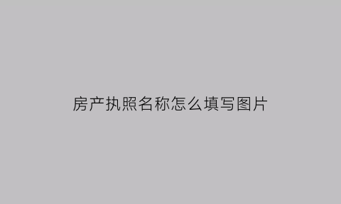 房产执照名称怎么填写图片(房产执照是什么)