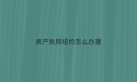 房产执照纽约怎么办理(美国纽约房产网站)