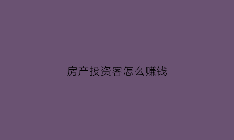 房产投资客怎么赚钱(房产投资技巧)