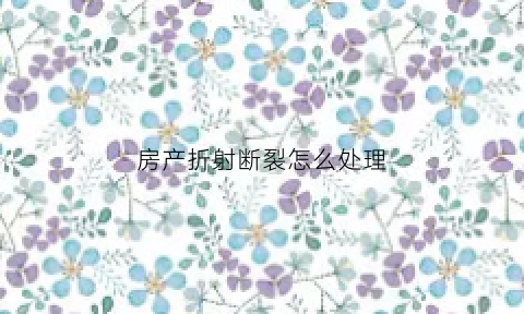 房产折射断裂怎么处理(房屋折价是什么意思)
